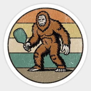 Bigfoot Pickleball Retro Vintage 70s Sasquatch Pickleball Lovers Sticker